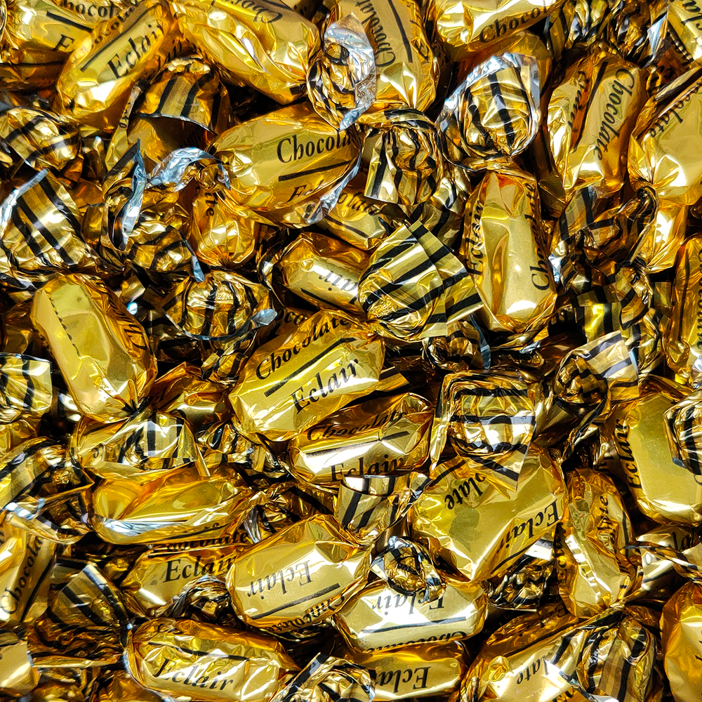 eclairs, chocolate eclairs, wrapped, lollyshop, lollies