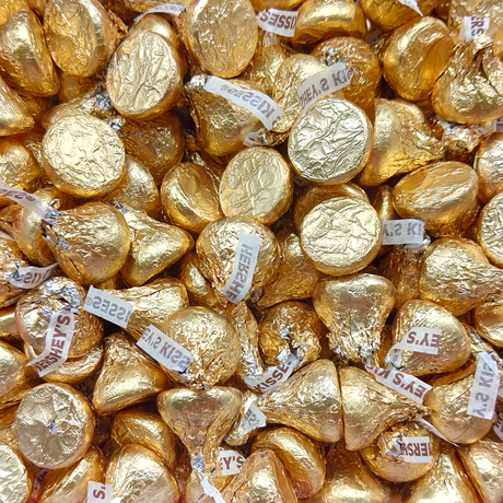 hershey's, kisses, chocolate, gold, wrapped