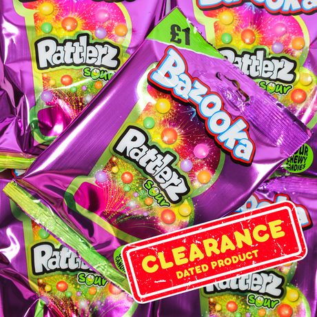 bazooka, rattlerz, clearance, sour, candy, lollies