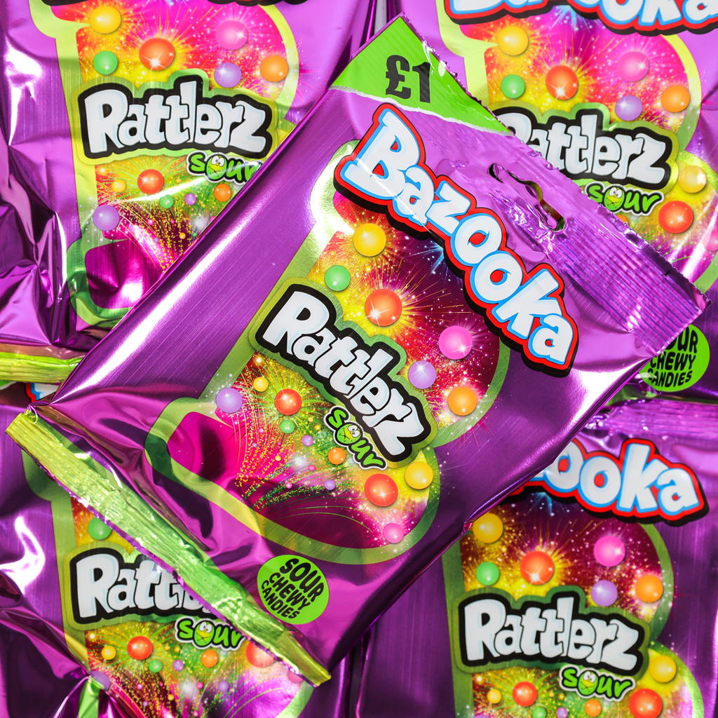 bazooka, rattlerz, sour, candy, chewy, lollyshop