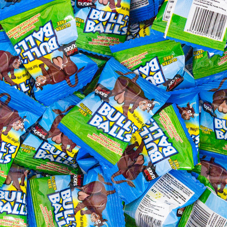 bull's balls, candy, lolly, wrapped, gum, bubblegum, gluten free, raspberry, tutti frutti