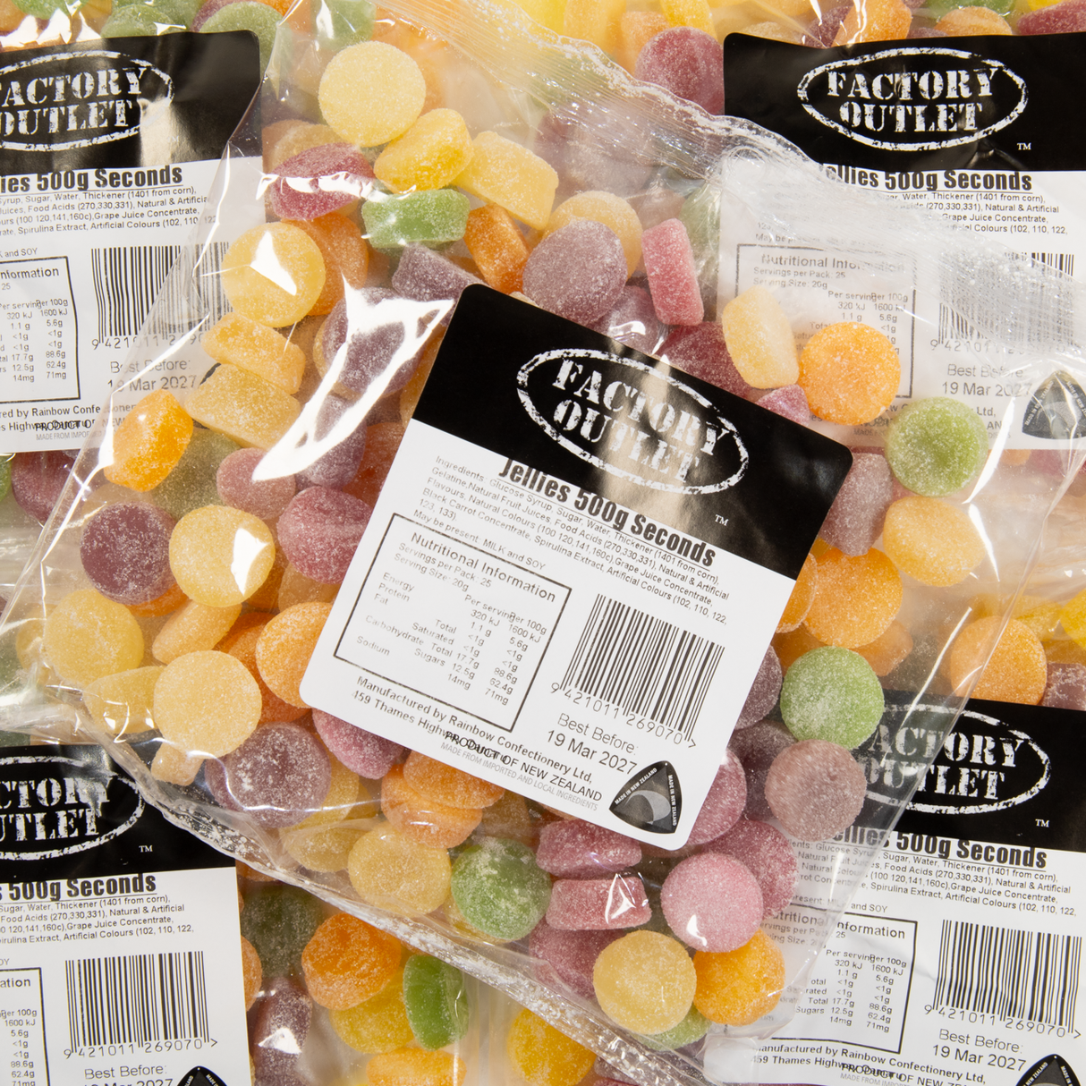 Rainbow Jellies Seconds (Manufacturer's Clearance) 500g