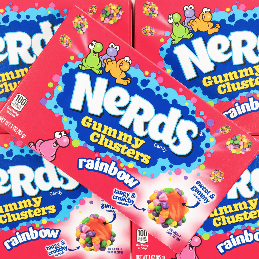 nerds, gummy clusters, rainbow, lollyshop