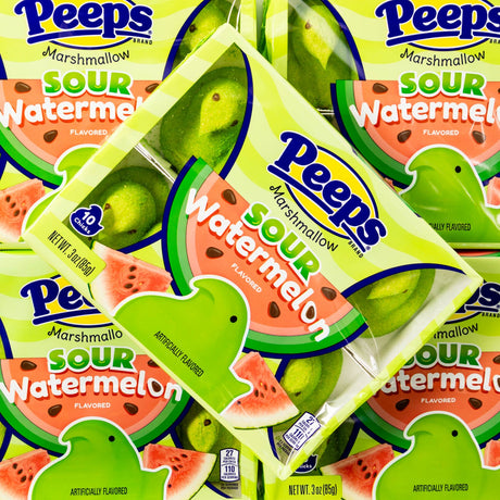 peeps, marshmallow, chicks, 8 pack, sour, watermelon, green, pink, american, candy, lollies, nz, lollyshop