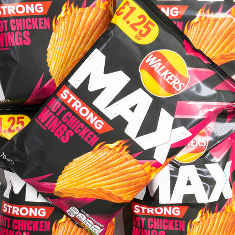 crisps, chips, english, walkers, max, strong, hot chicken, wings