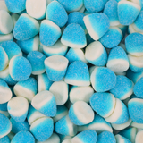 blueberry and cream drops, gummy lollies, sugared lollies, blue lollies