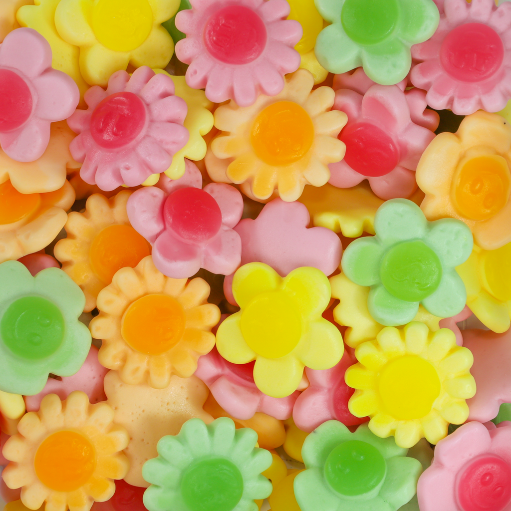 flower lollies, flower gummies, flower candy, flowers, happy flowers