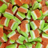 mango slices, gummi mango slices, mango lollies, fruit gummy lollies, lollies, candy