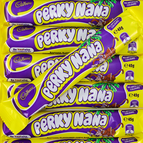 perky nana, cadbury bar, banana chocolate, nz lollies