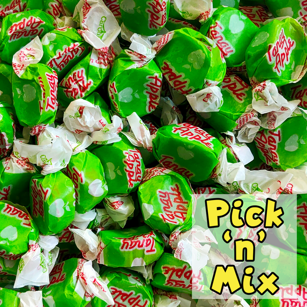 tangy apple chews, green, tangy lollies, chewy lollies, pick n mix