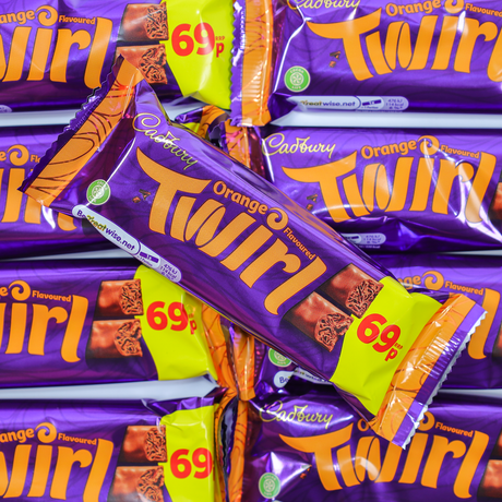 cadbury, orange, chocolate, twirl, lollyshop