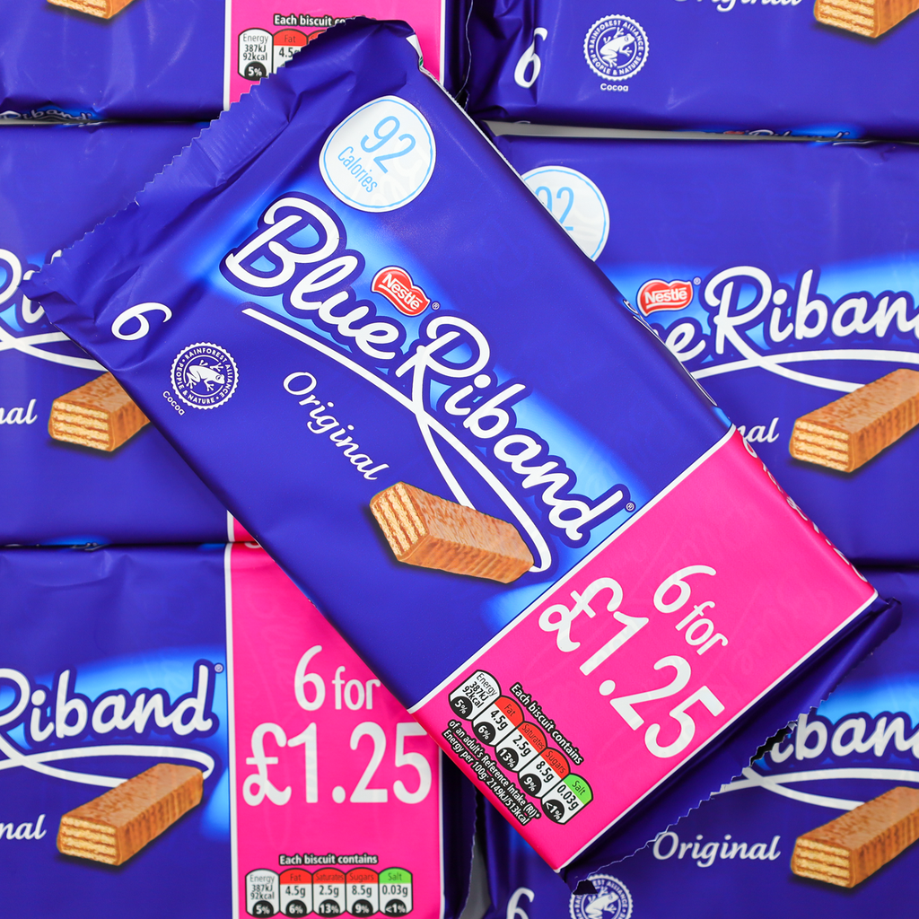blue riband, chocolate, wafers, lollyshop